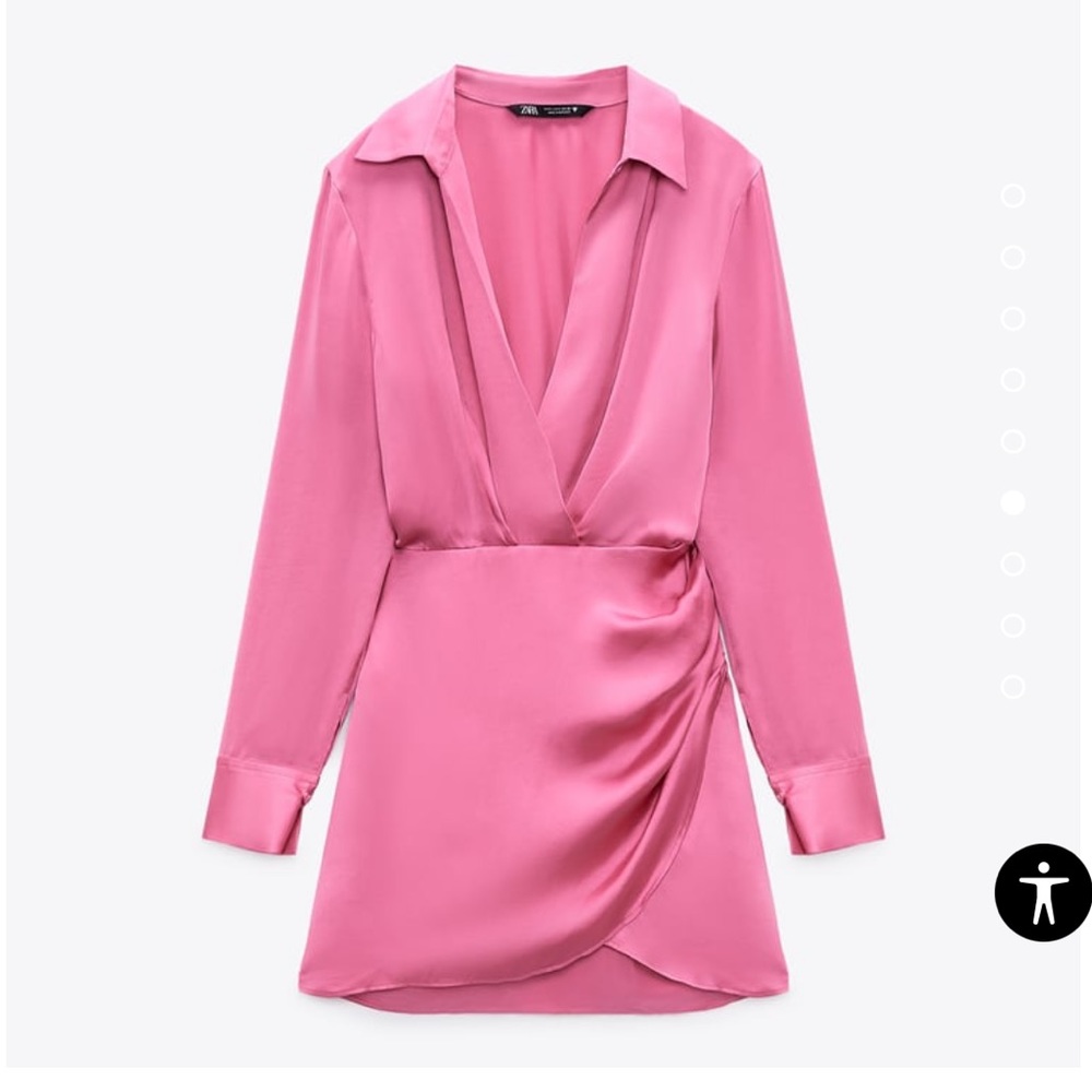 Zara pink satin wrap mini dress